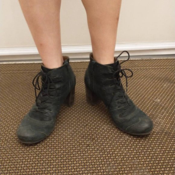 DKODE Leather Dark Green zip up Ankle Boots Size 40 - Picture 5 of 7